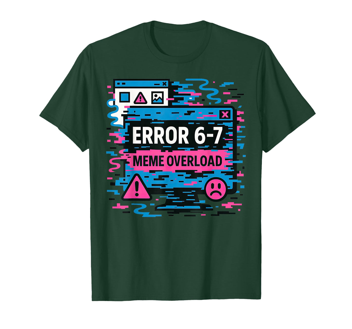Funny Error 67 Meme Overload Six Seven Art Retro Tech Style T-Shirt