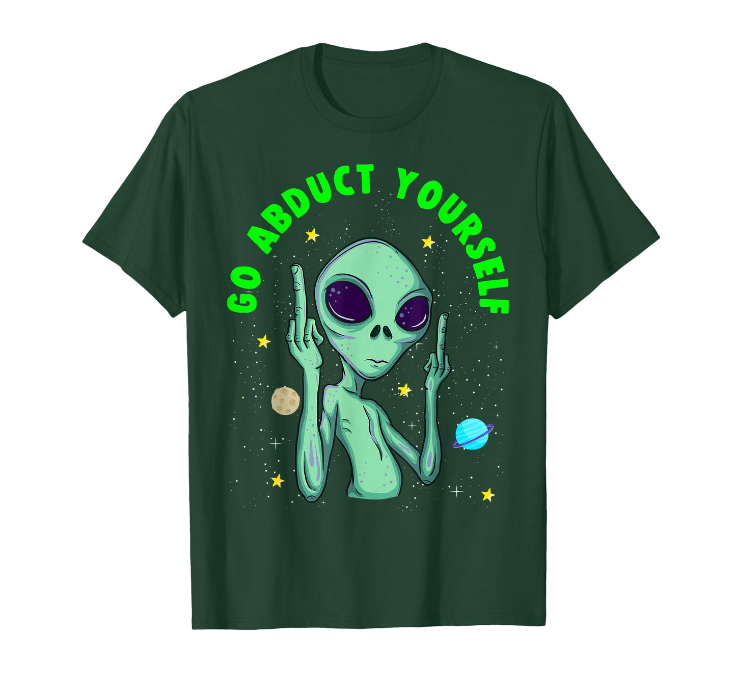 Funny Alien Middle Finger T-Shirt Flipping Double Birds T-Shirt