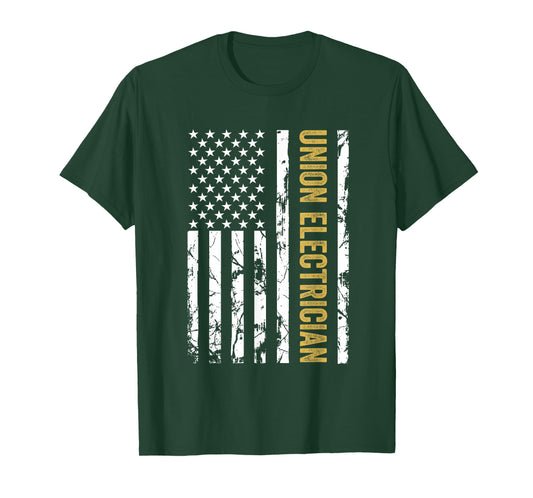 Union Electrician USA American Flag Pro Union Workers Rights T-Shirt