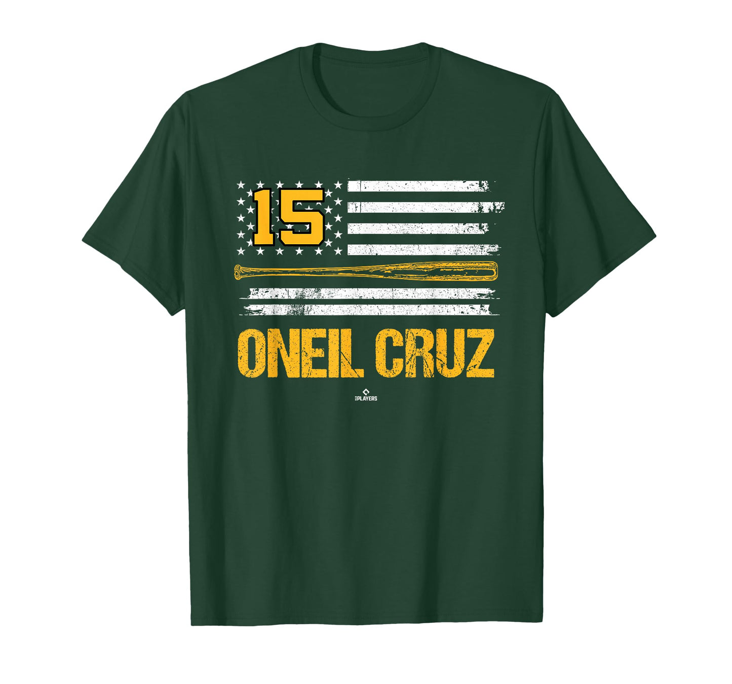 USA Flag Bat Oneil Cruz Pittsburgh Baseball MLBPA T-Shirt