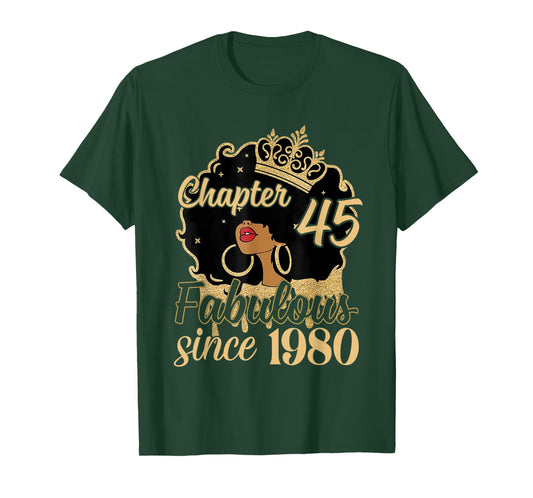 Chapter 45 Fabulous Since 1980 45th Birthday for Girls Women T-Shirt