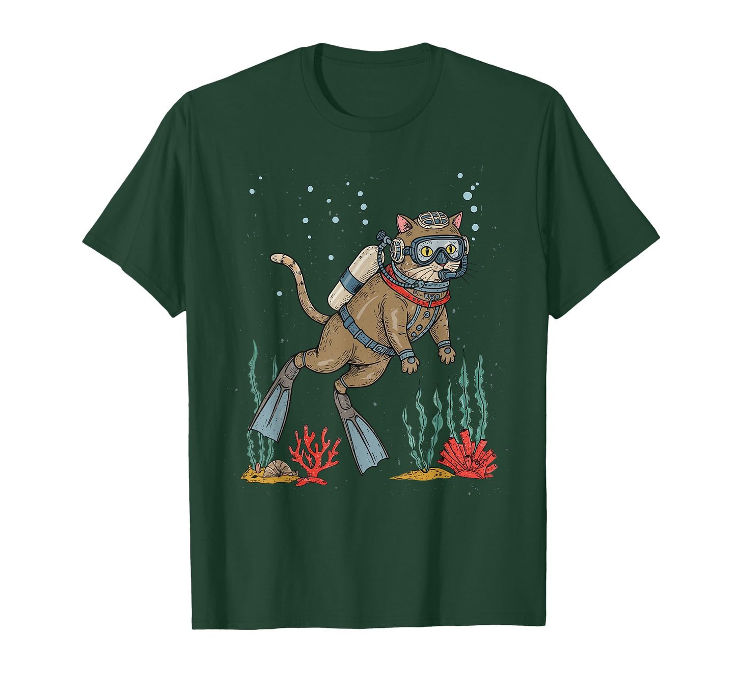 Scuba Diver Cat Vintage Retro T-Shirt