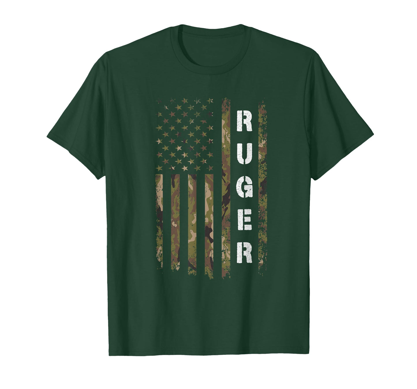 Retro Ruger Vintage Camouflage American Flag Matching Name T-Shirt