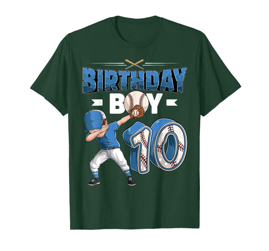 Dabbing boy 10 Year Old Baseball Player 10th Birthday Party T-Shirt