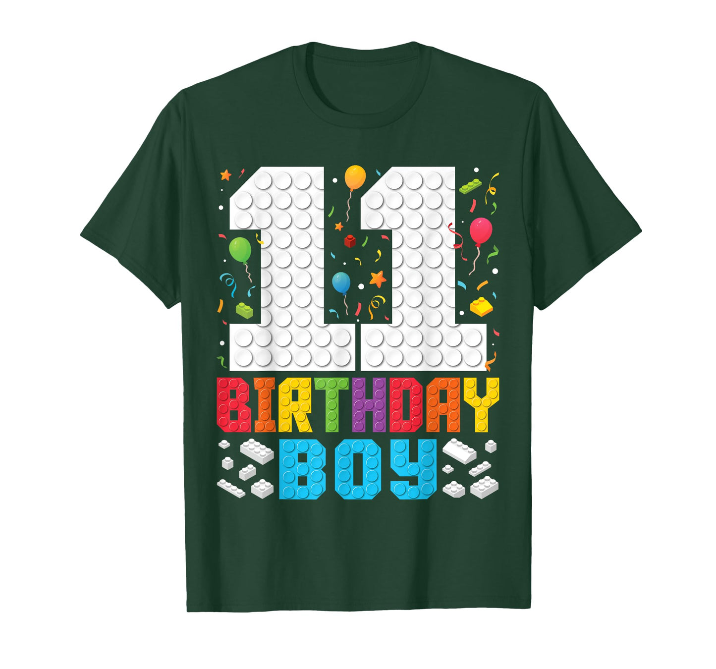 11th Birthday Boys Master Builder 11 Yrs Old Blocks Building T-Shirt