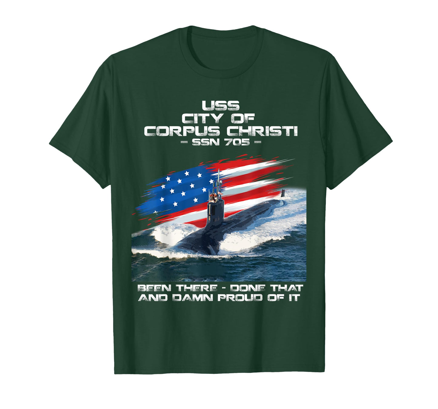 USS City Of Corpus Christi SSN-705 American Flag Submarine T-Shirt