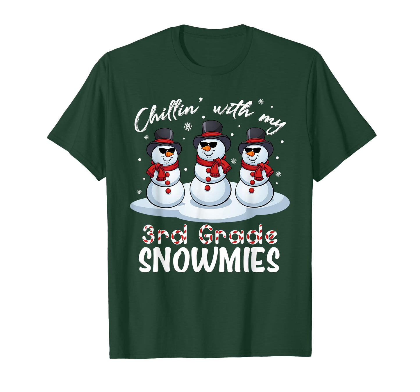 Chillin With My 3rd Grade Snowmies Teacher Xmas Pajamas T-Shirt for Men Women