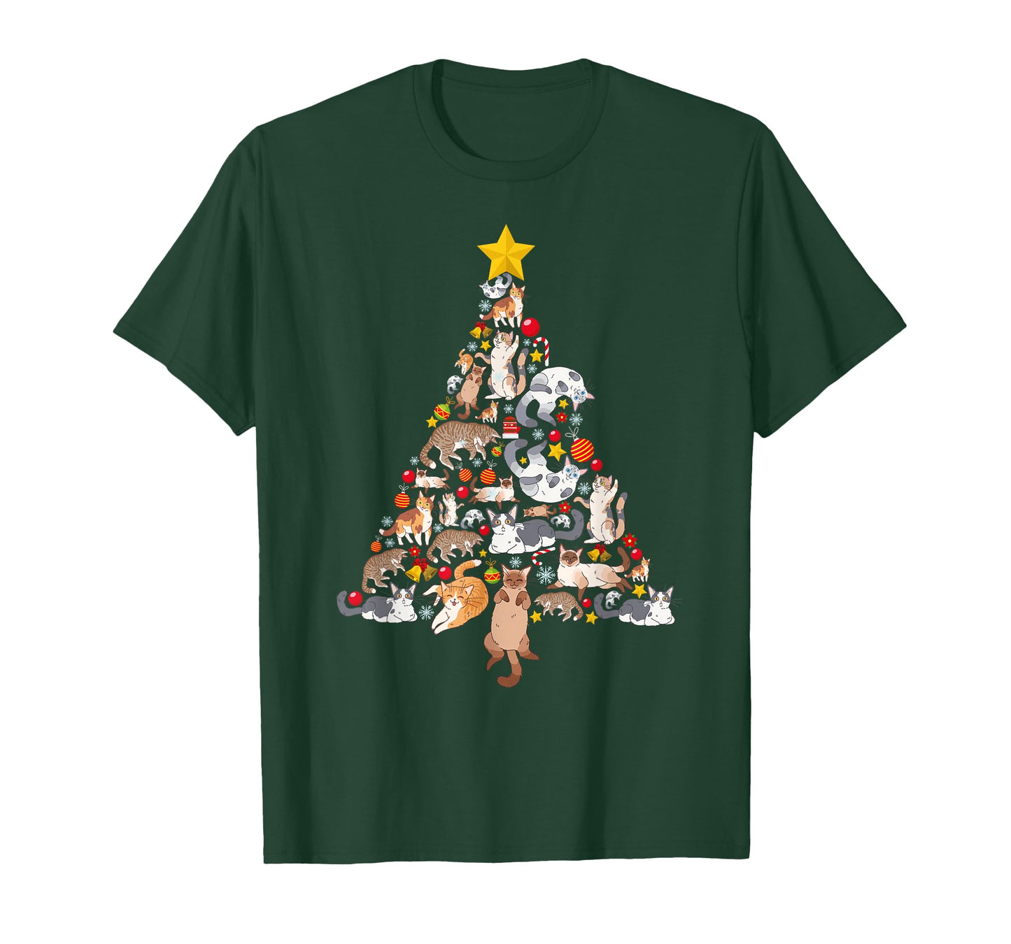 Funny Cats Christmas Tree Pet Kitten Owner Xmas Women Men T-Shirt