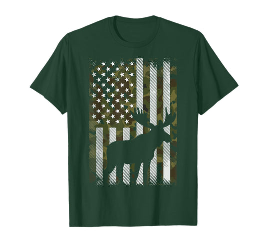 Moose USA Flag Alaska Wildlife T-Shirt