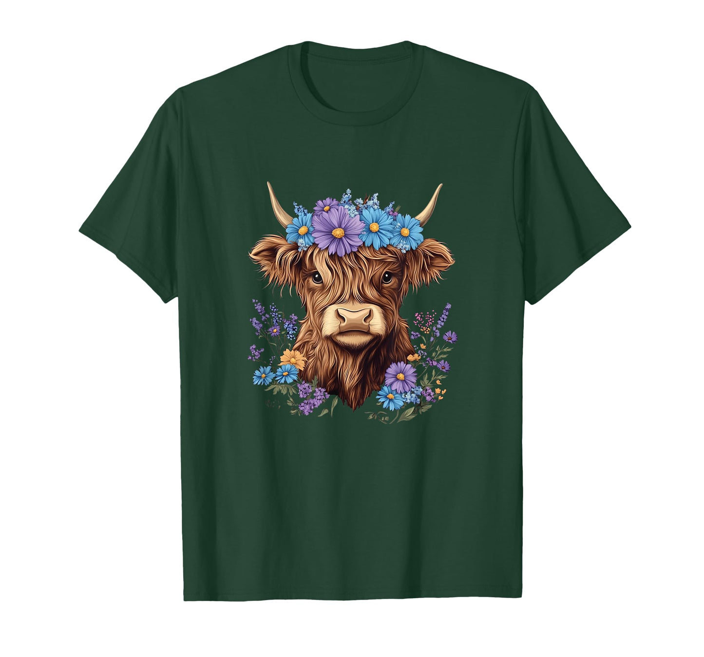 Cow Scottish Highland Cow Western Flower Farm Farmer Women T-Shirt