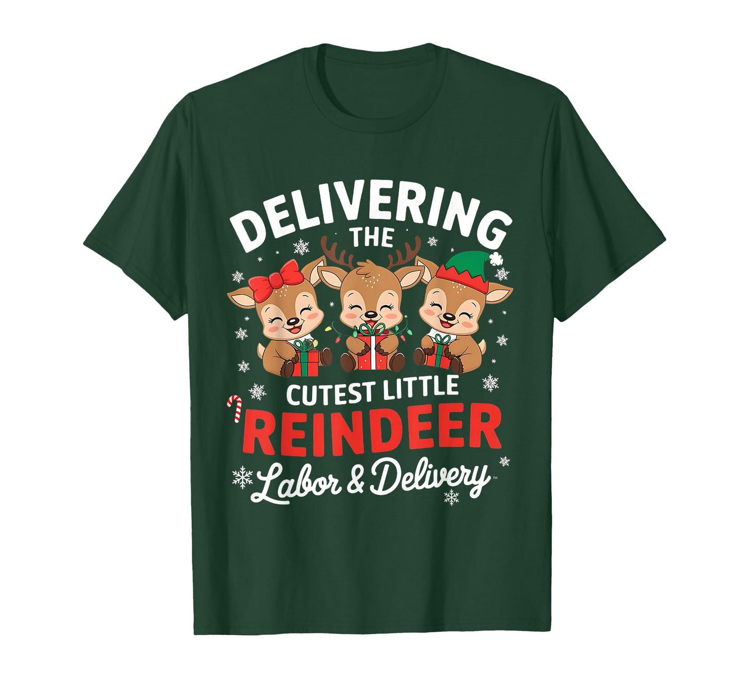 Christmas Delivering the Cutest Reindeer Labor and Delivery T-Shirt