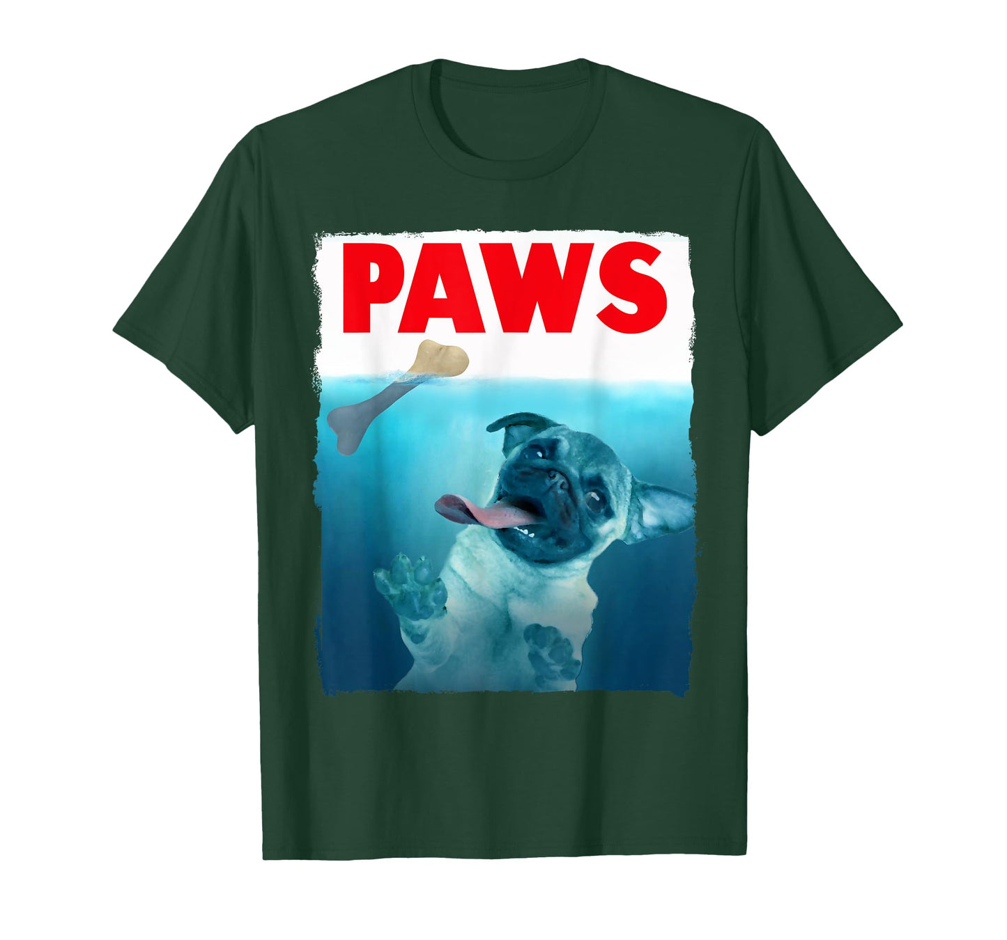 Paws Pug Dog and Bone Top Funny Cat Lover Parody T-Shirt