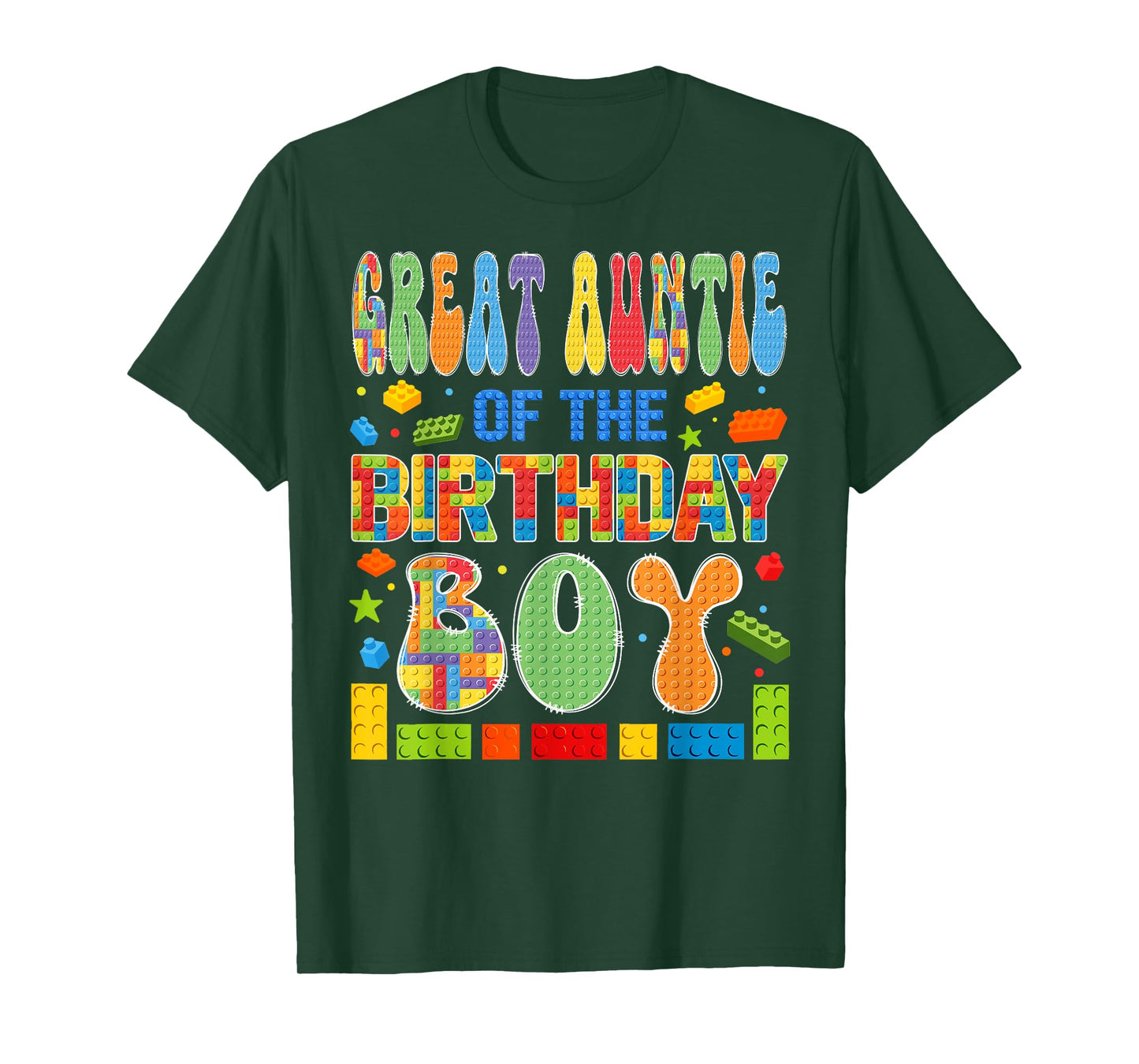 Great Auntie Of The Birthday Boy Building Block Birthday T-Shirt