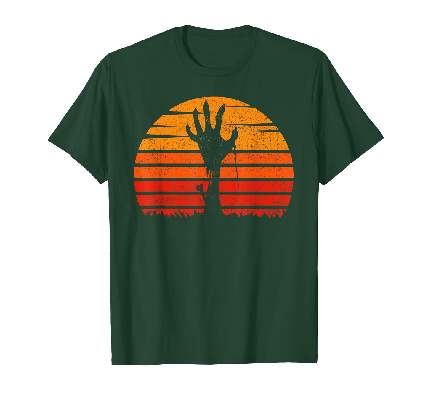 Vintage Retro Sunset Halloween Zombie Hand Scary Costume T-Shirt