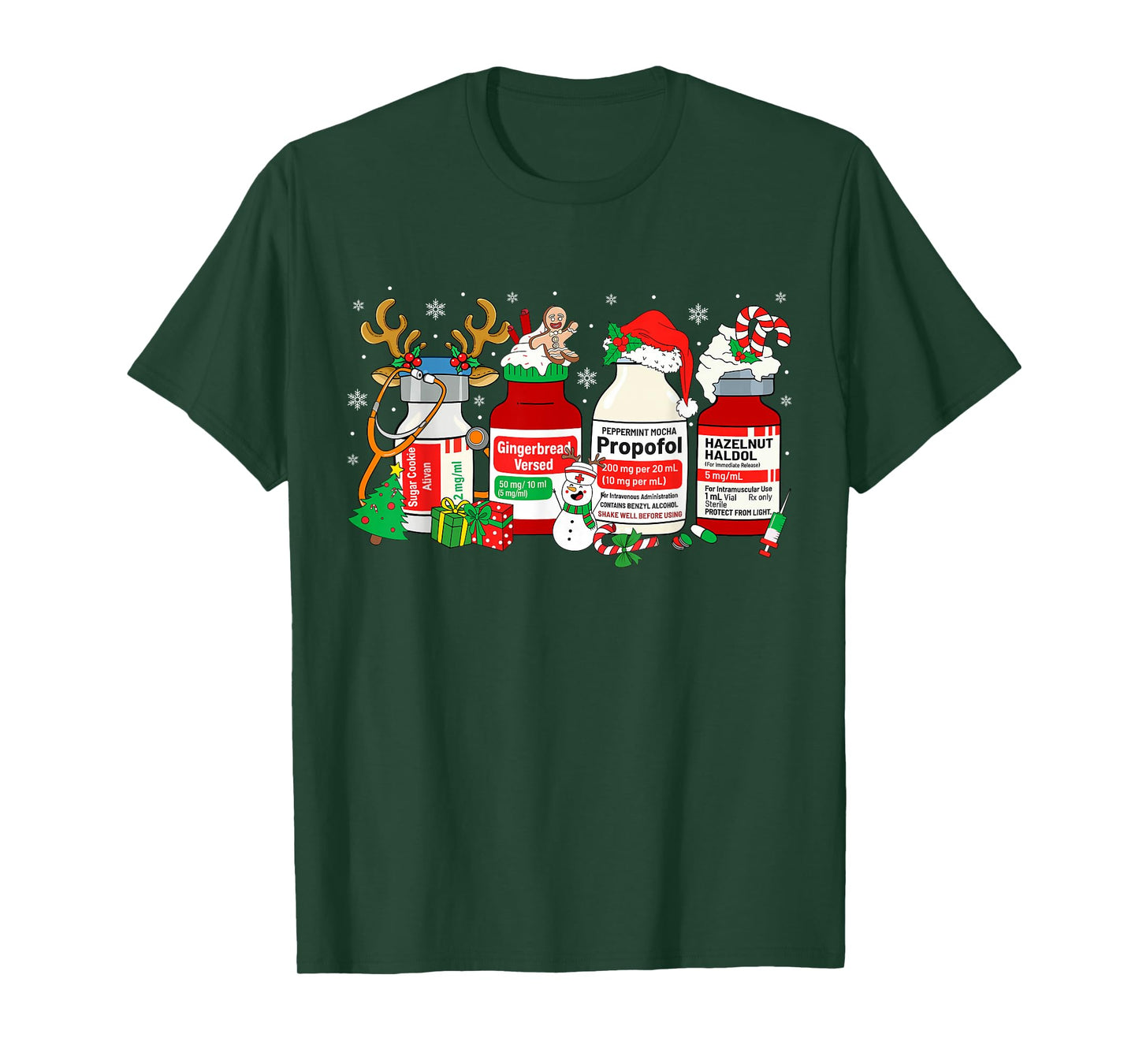 Christmas Nurse Peppermint Mocha Propofol ER ED ICU RN Nurse T-Shirt