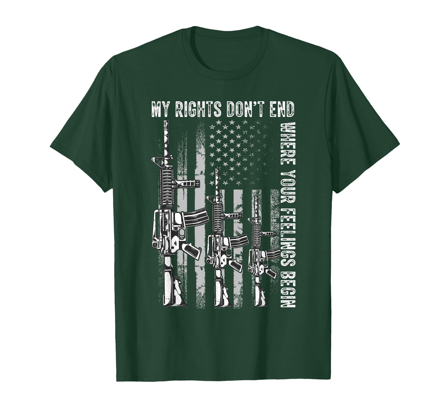 My Rights Don't End Where Your Feelings Begin USA Flag Gun T-Shirt Small