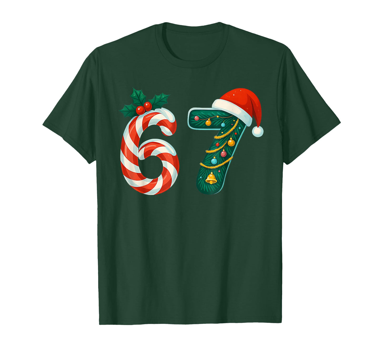 Funny Six Seven 6 7 Meme Christmas Family Xmas Santa 67 T-Shirt