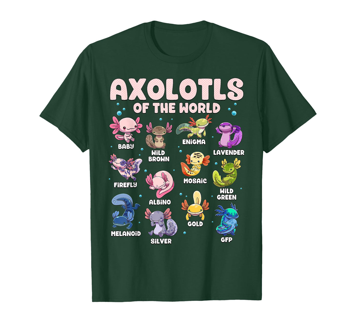 Axolotl Shirt Kawaii Axolotls of The World Types of Axolotls T-Shirt