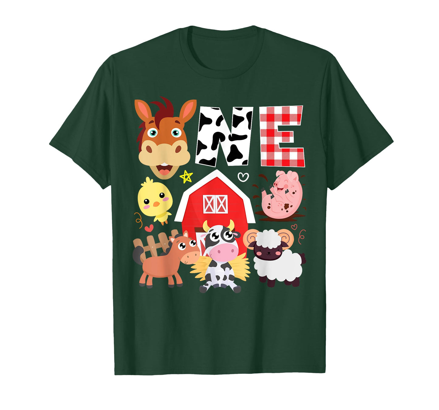 1st Birthday One Year Old Farm Theme Animals Birthday Party T-Shirt