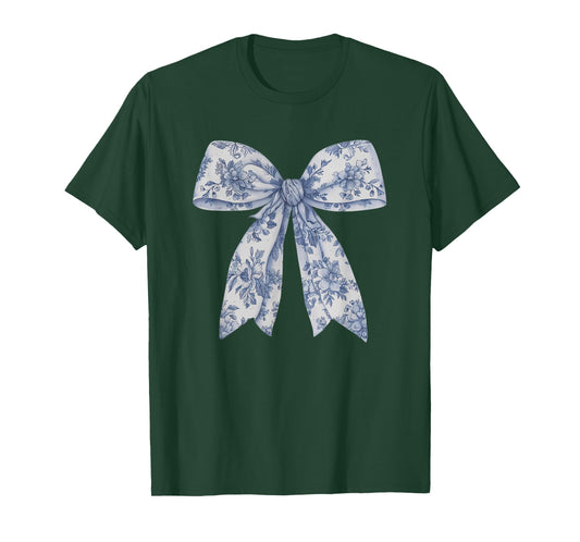 Bow Shirt | Blue Bow and Ribbon Graphic Cute for Girl Women T-Shirt