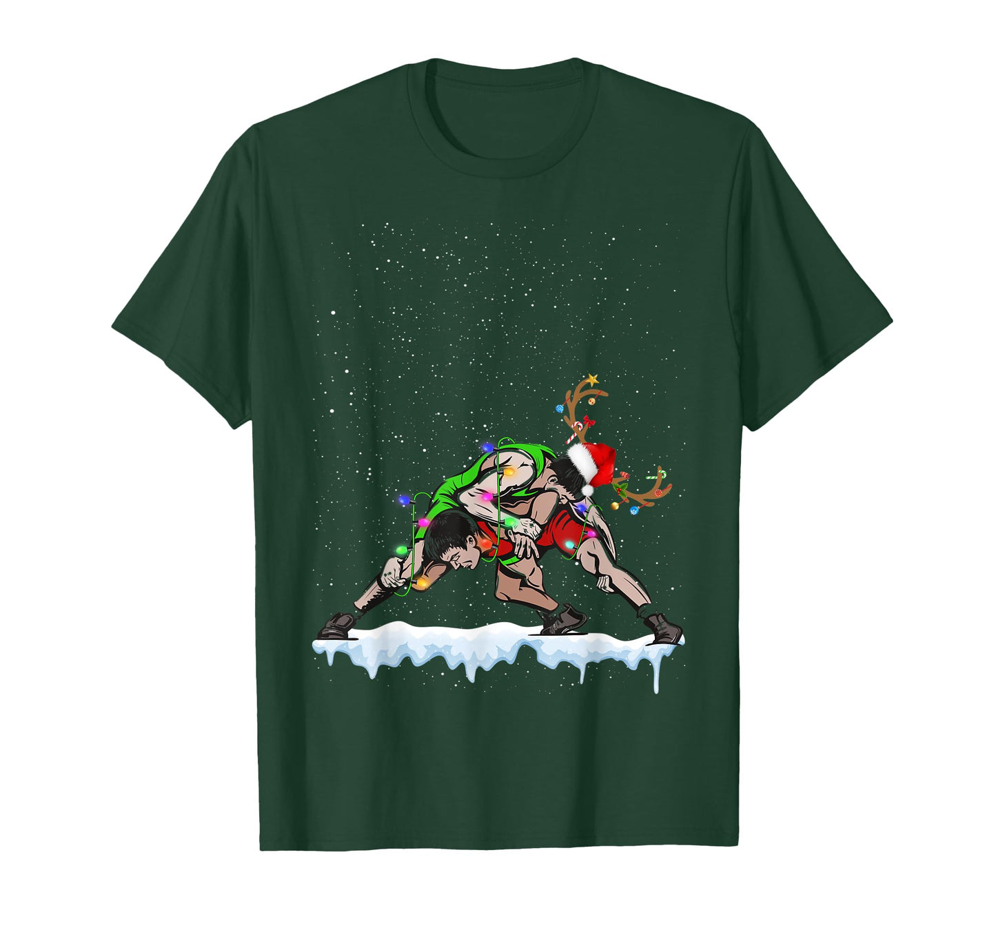 Christmas Wrestling Santa Hat Xmas Boys Men Sport T-Shirt