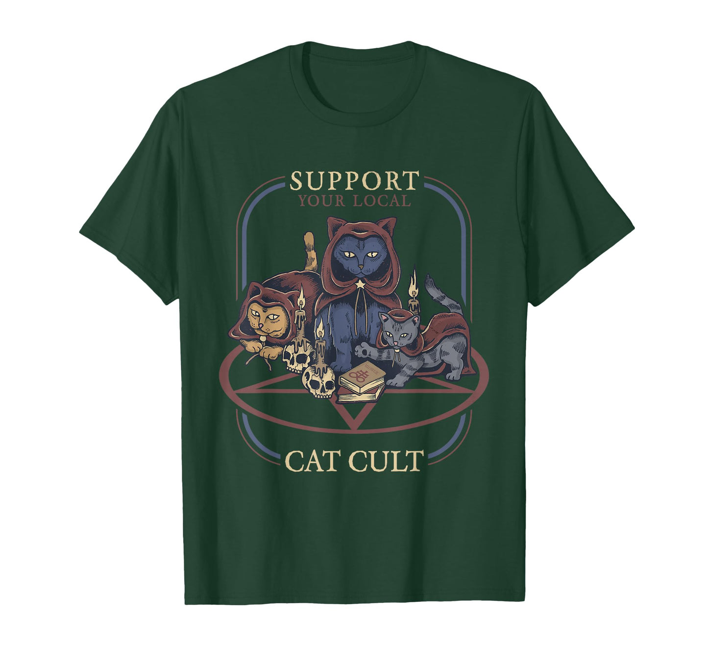 Support Your Local Cat Cult - Retro Occult T-Shirt Small