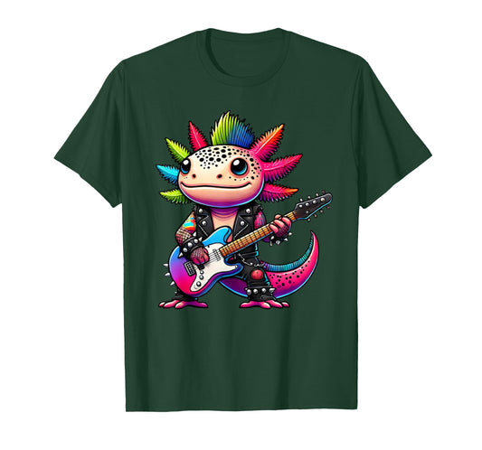 Cute Punk Axolotl, Rock'n Roll Goth Kawaii Guitar Band Funny T-Shirt
