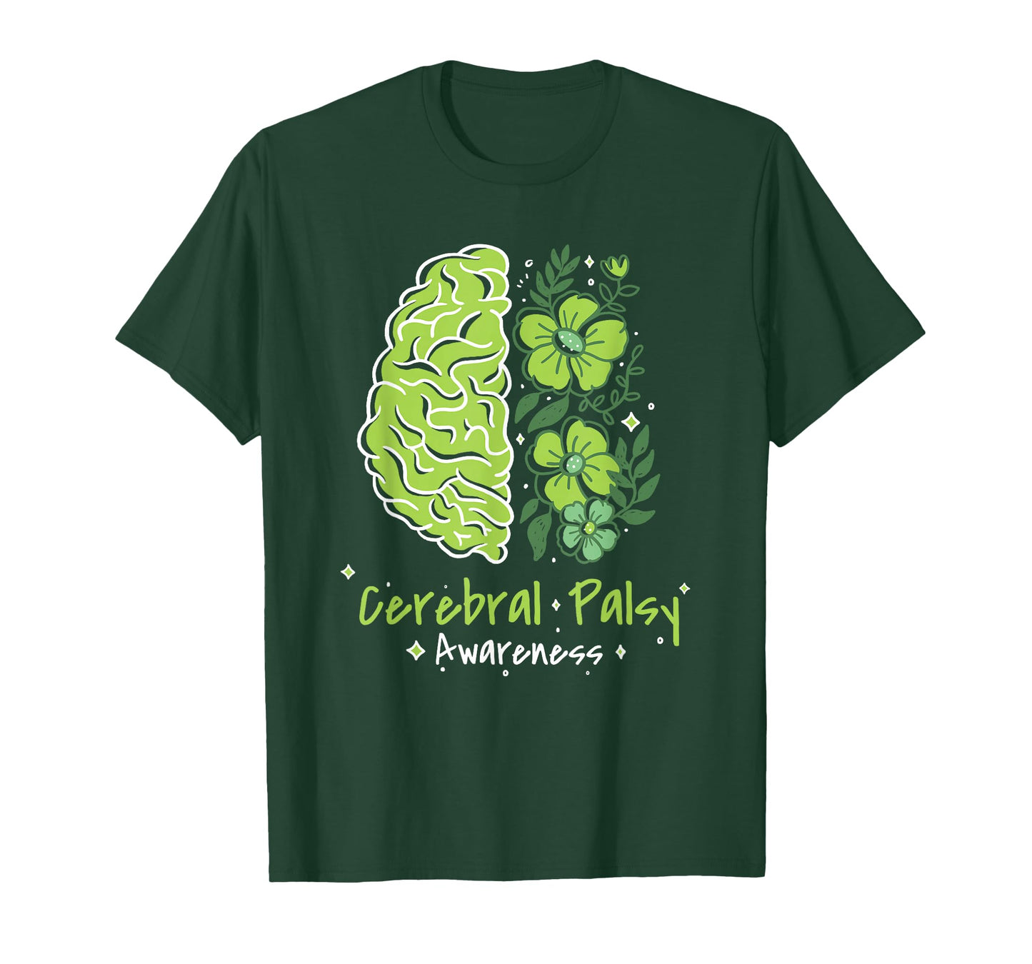 CP Brain Damage Cute Flowers Cerebral Palsy Awareness T-Shirt