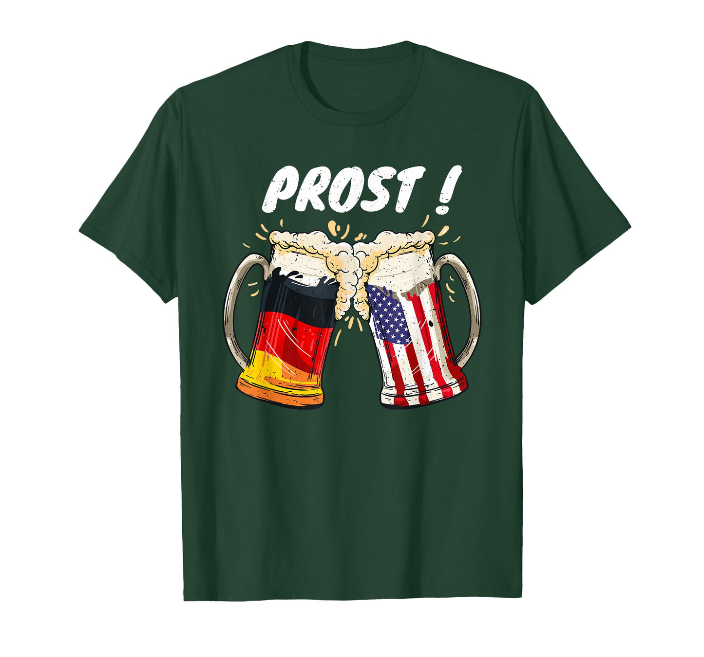 Prost Beer German American Flag Oktoberfest Mug For Men T-Shirt