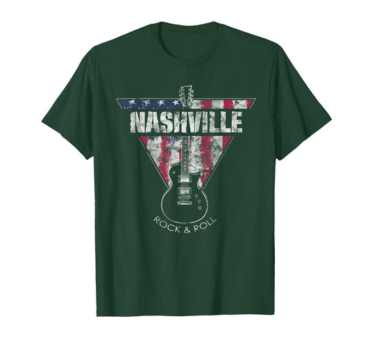 Nashville Souvenir Vintage American Flag Guitar Player T-Shirt