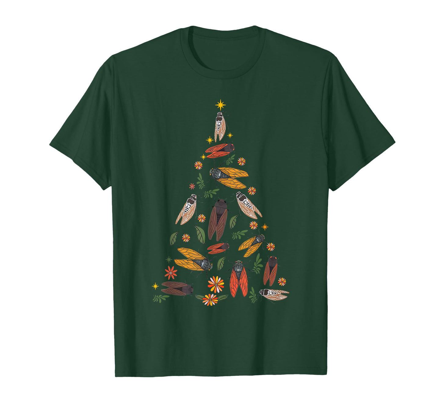 Cicada Christmas Tree Entomologist Bug Insect Nature Lover T-Shirt