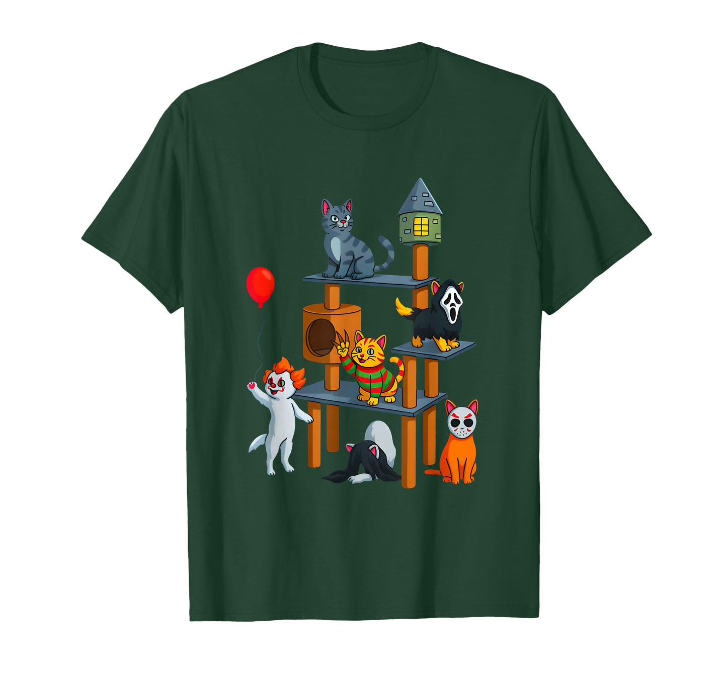 Cute Creepy Cat Horror Movie Design for Halloween T-Shirt