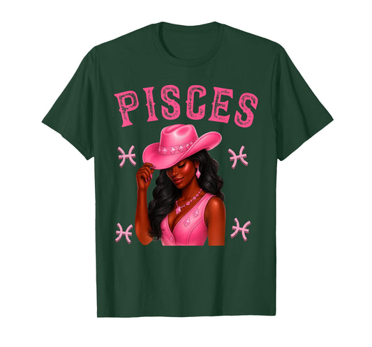 Pisces African American Women Western Black Cowgirl T-Shirt
