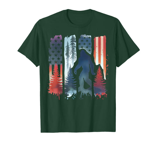 American Flag Bigfoot 4th Of July Patriotic Sasquatch T-Shirt