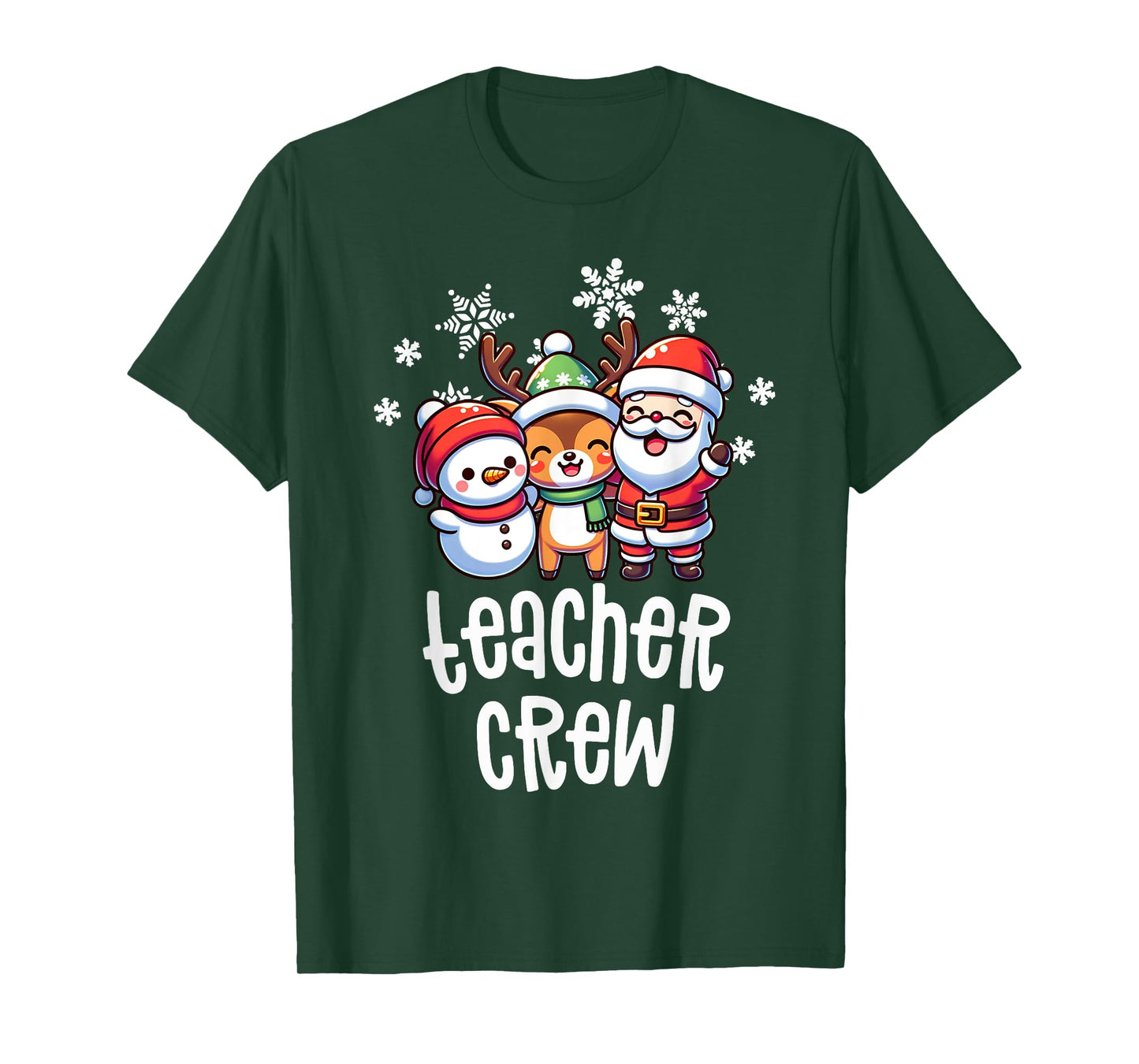 Christmas Teacher Crew Santa Snowman Holiday School Squad T-Shirt