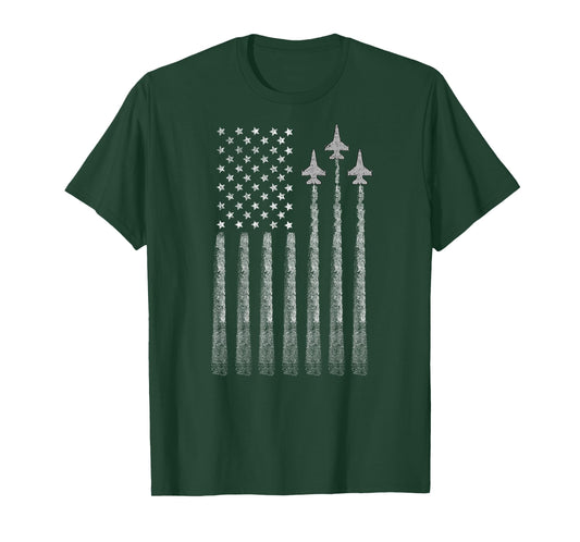 American Patriotic Fighter Jets USA Flag Stripes (on back) Women Kids Men T-Shirt