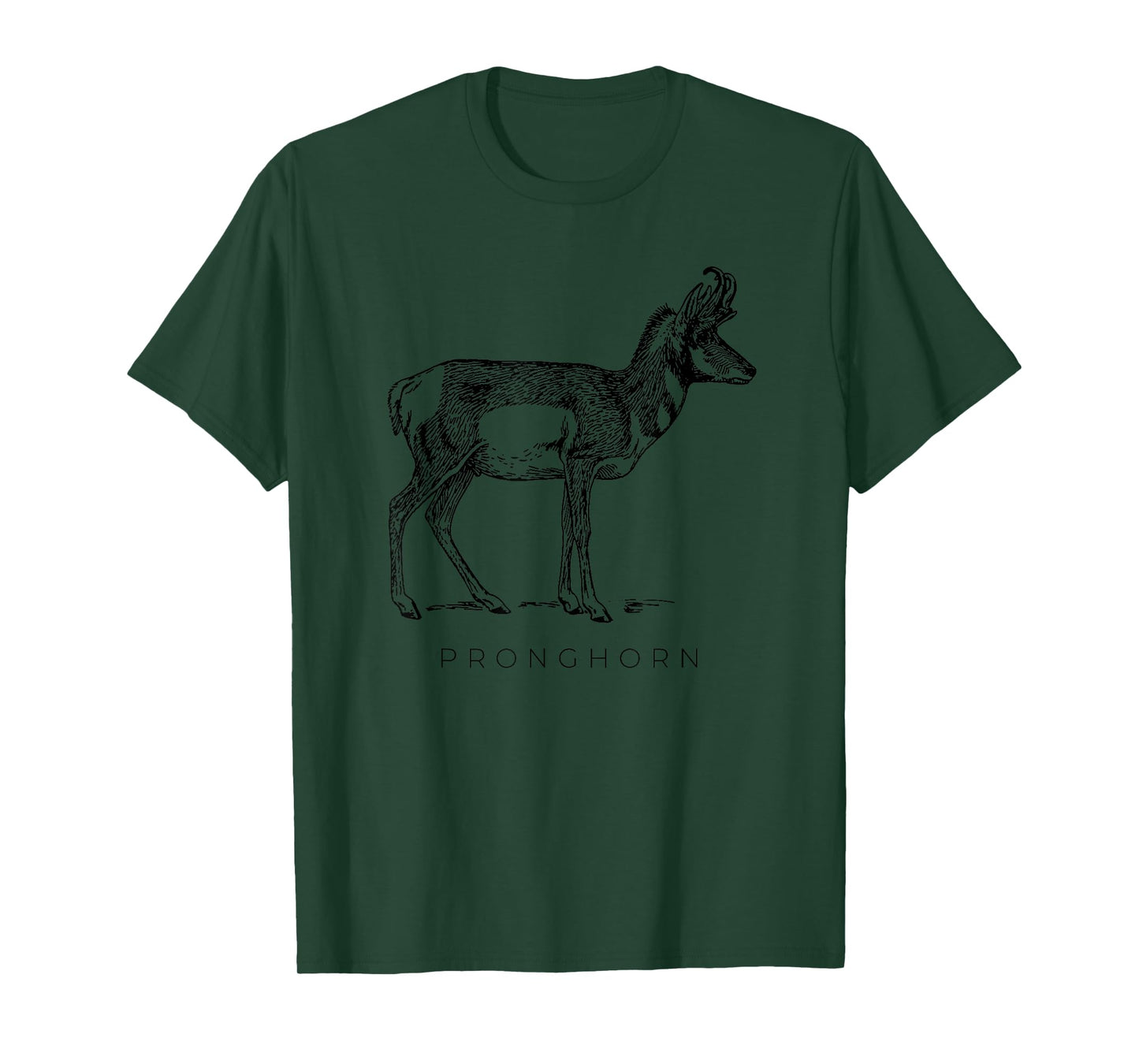 American Antelope Looks Like Art Drawing Pronghorn T-Shirt, Boys, Unisex-Adults, Short Sleeve, Grey, S, Classic Fit, Cotton 90% Polyester 10%