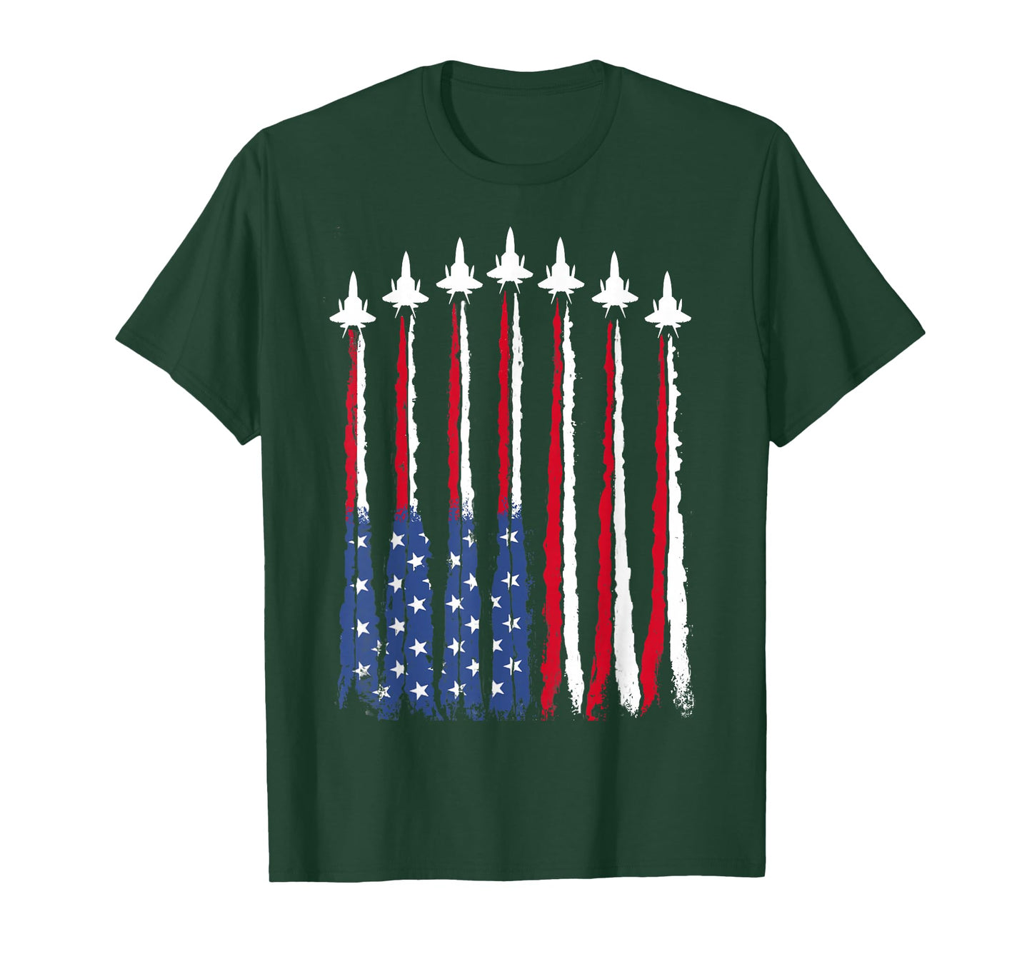 Patriotic Red White Blue USA Flag Fighter Jets 4th of July T-Shirt