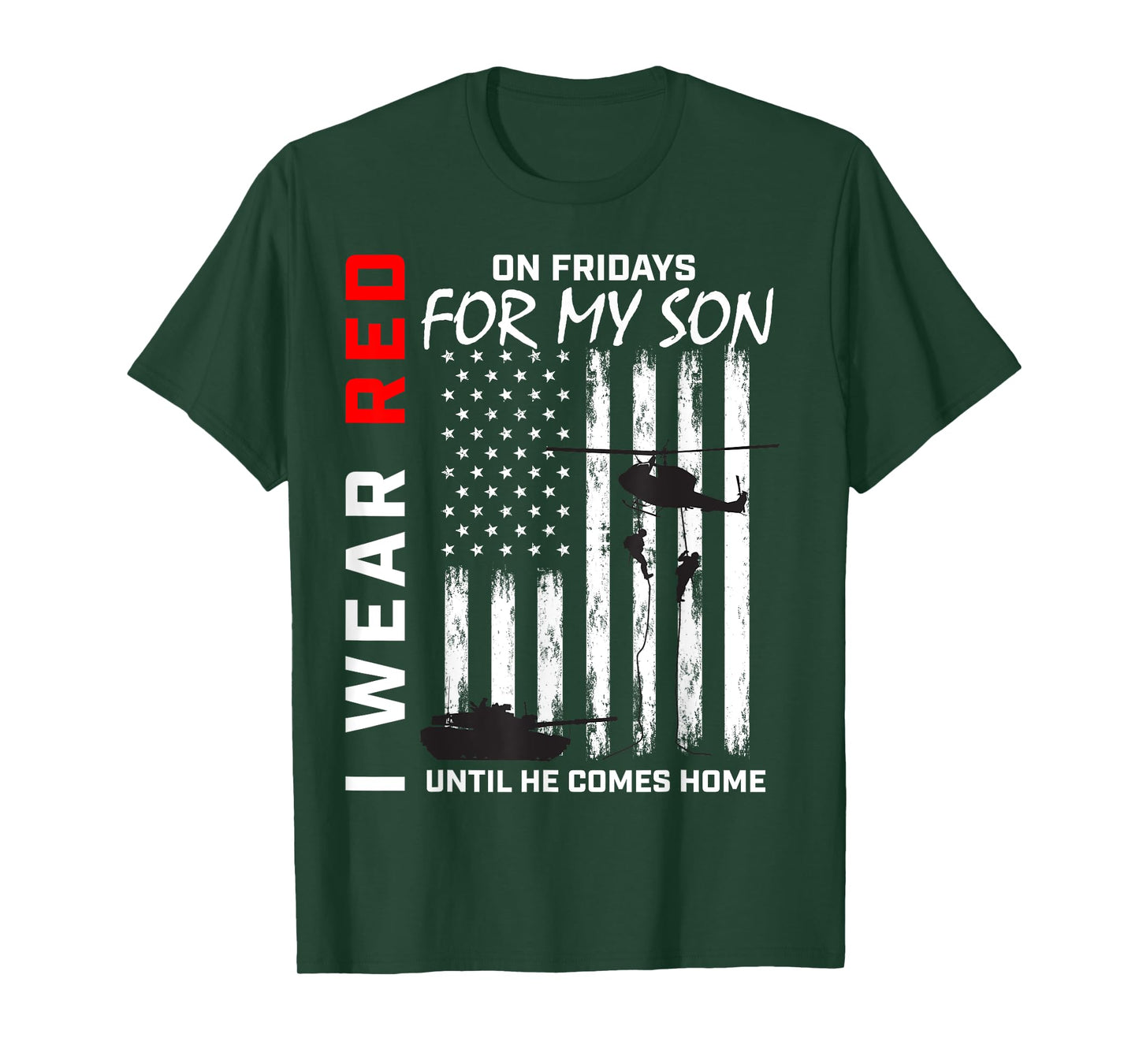 Red Friday Son Military Remember Everyone Deployed USA Flag Women Men T-Shirt