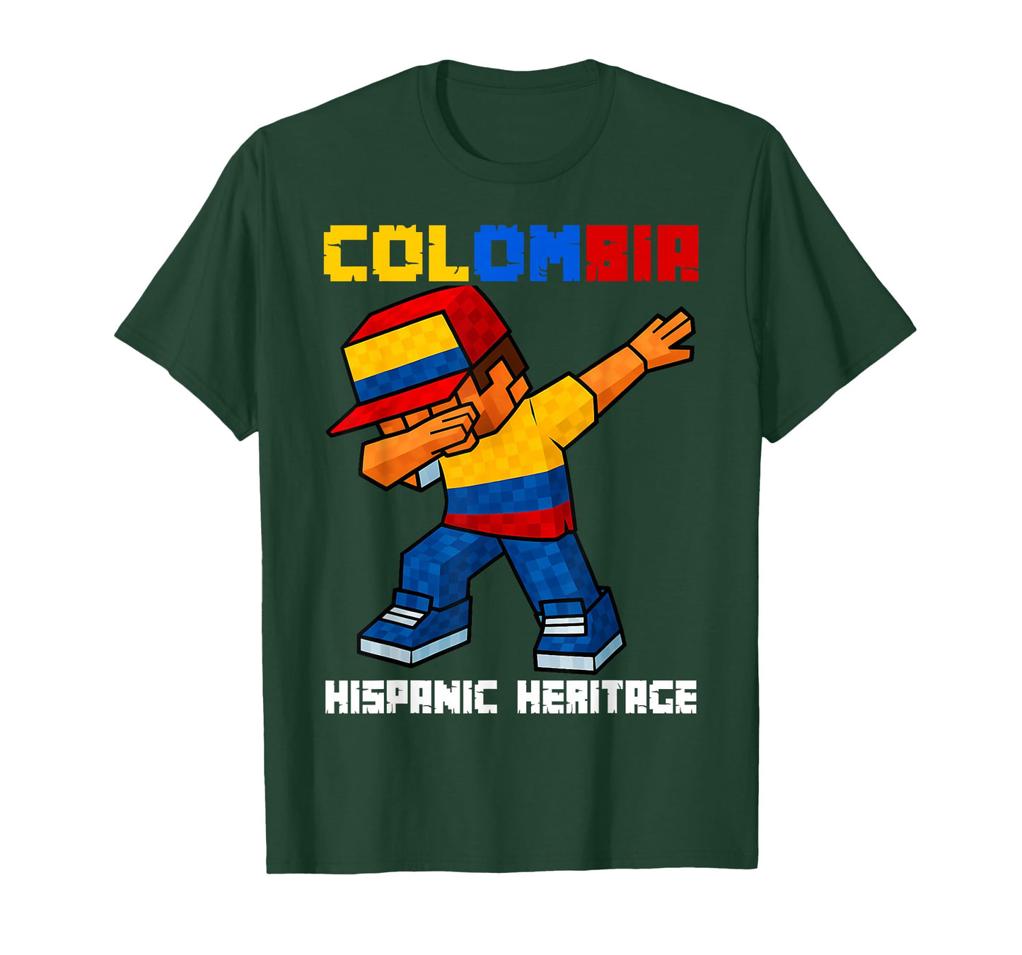 Colombia Dab Boy Game Pixel Hispanic Heritage Colombian Kids T-Shirt