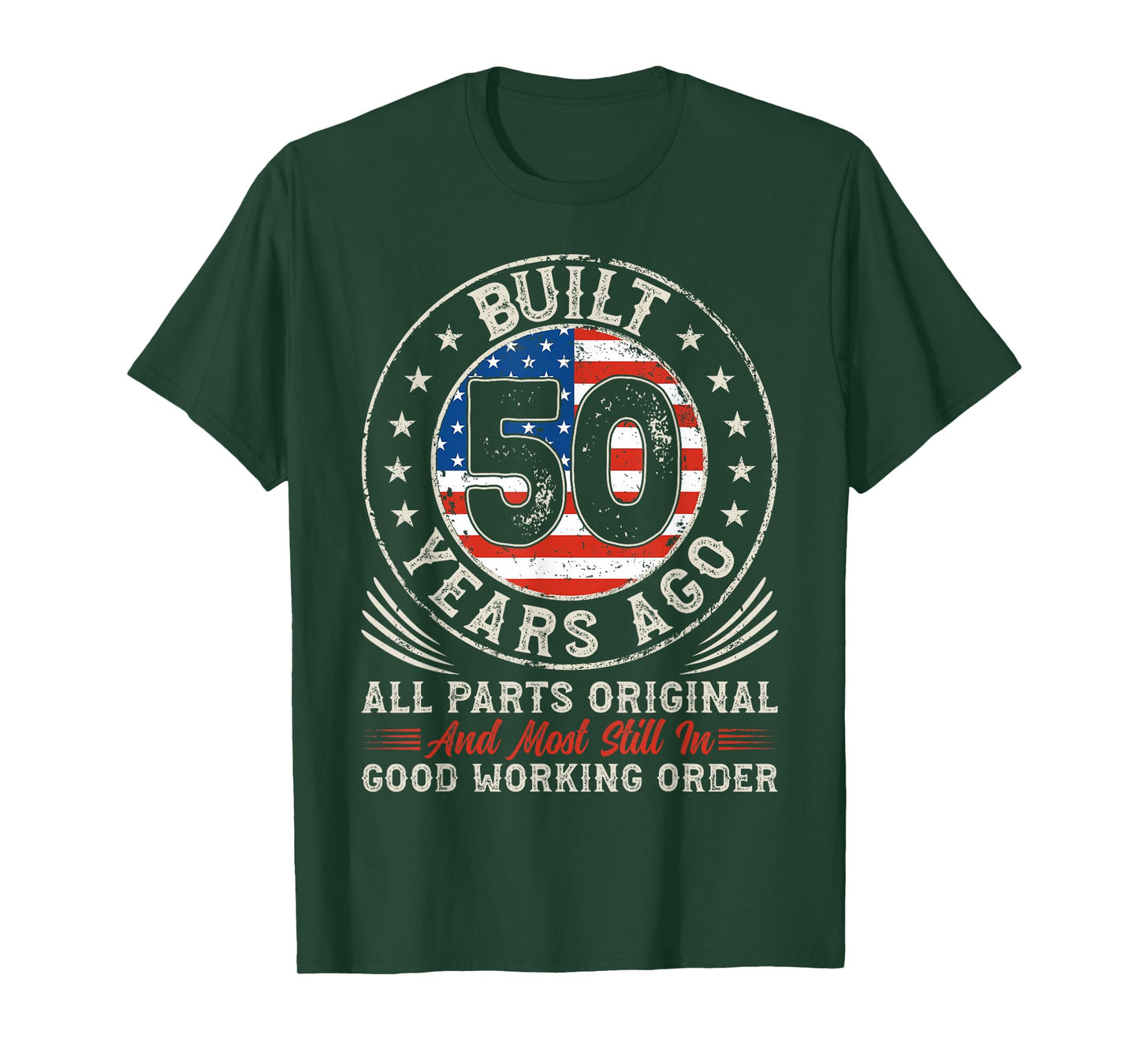 Built 50 Year Ago Classic Vintage USA Flag 50th Birthday T-Shirt