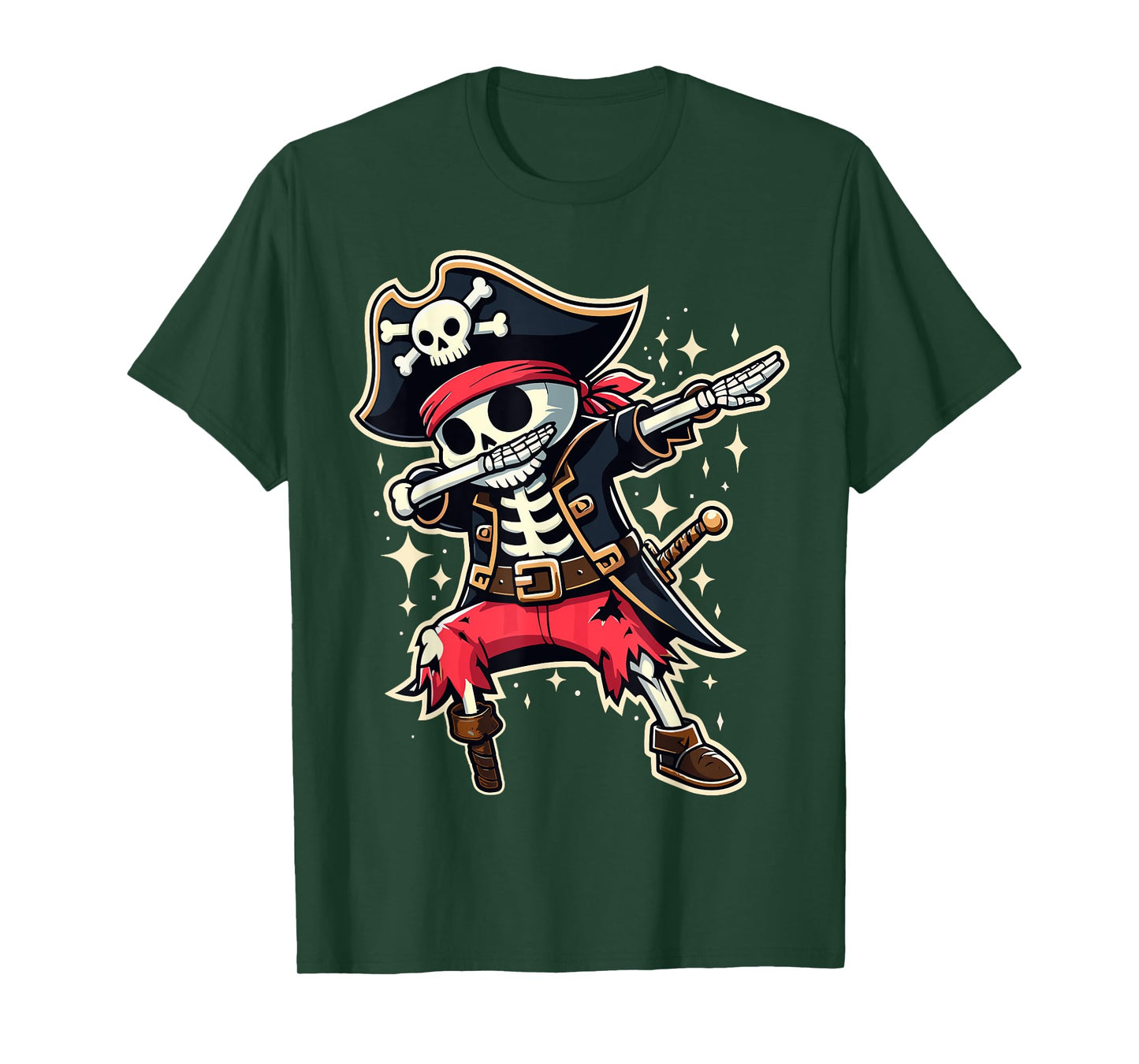 Dabbing Pirate Skeleton Funny Halloween T-Shirt