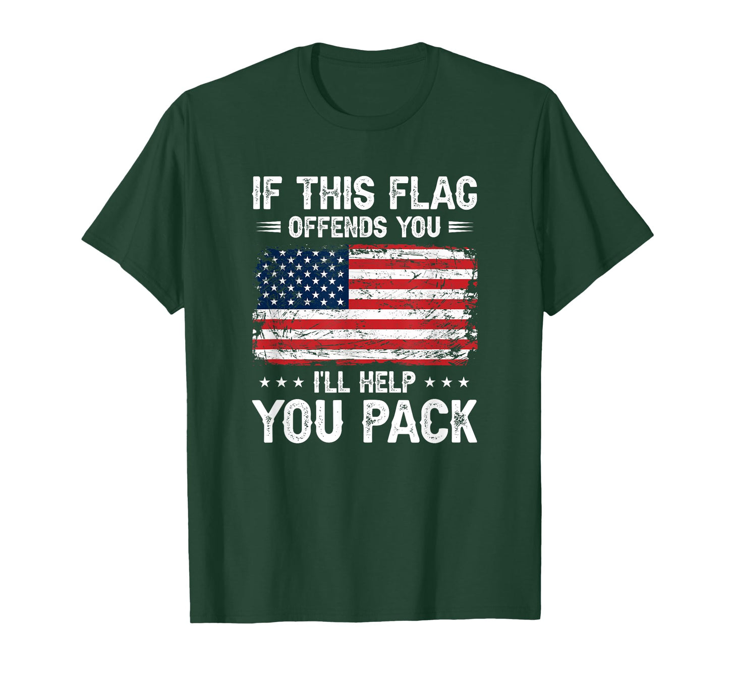 If This Offends You I'll Help You Pack USA American Flag T-Shirt
