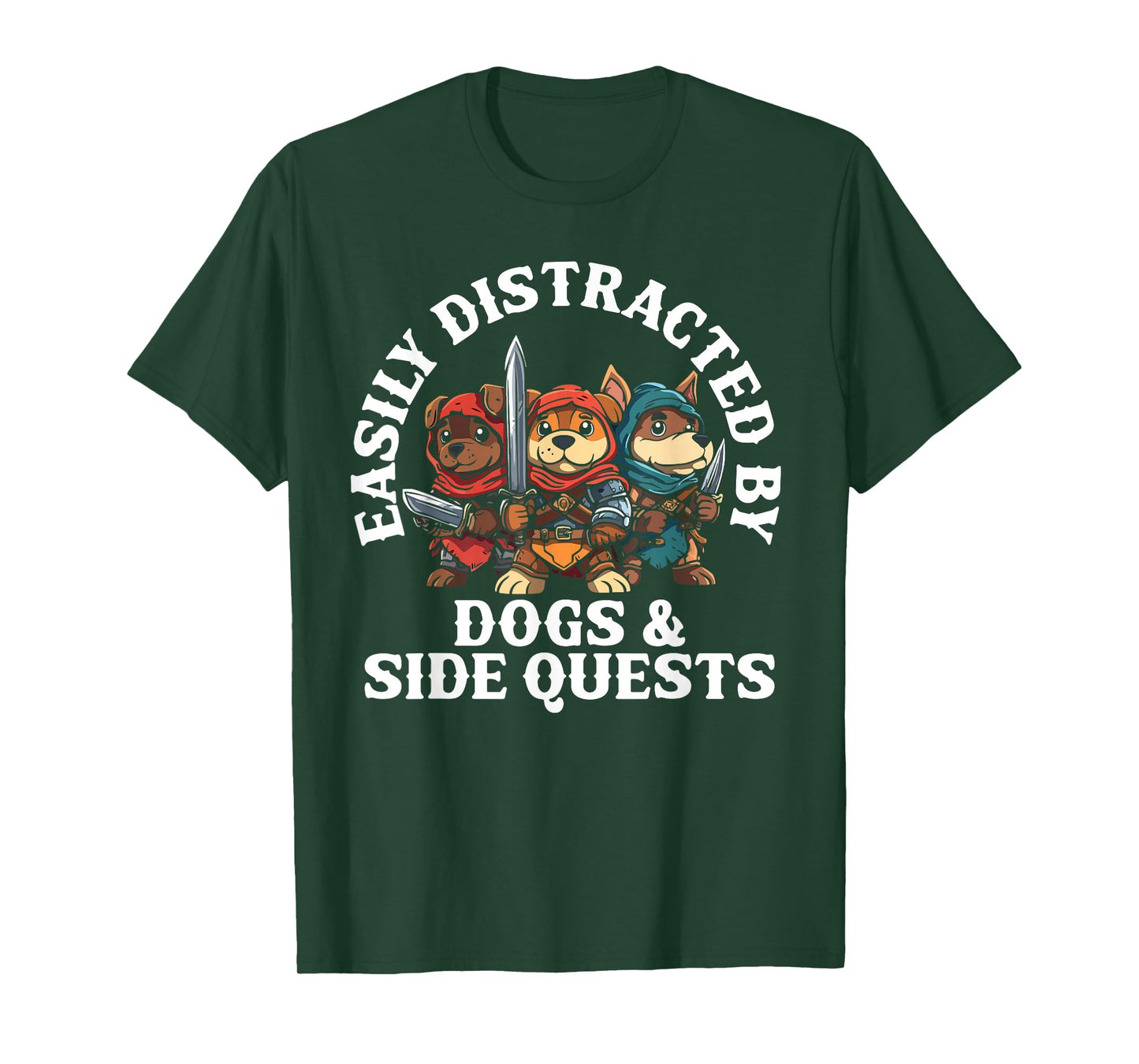 RPG Gamer Dog Distraction During Side Quest Nerdy T-Shirt