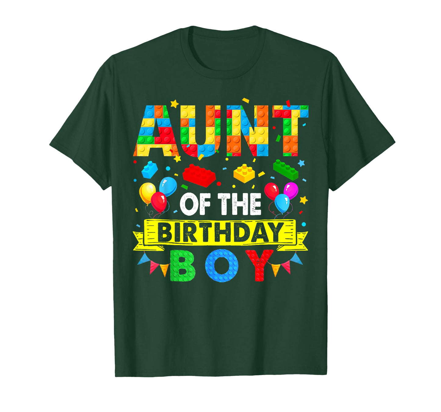 Aunt Of The Birthday Boy Master Builder Blocks Building T-Shirt