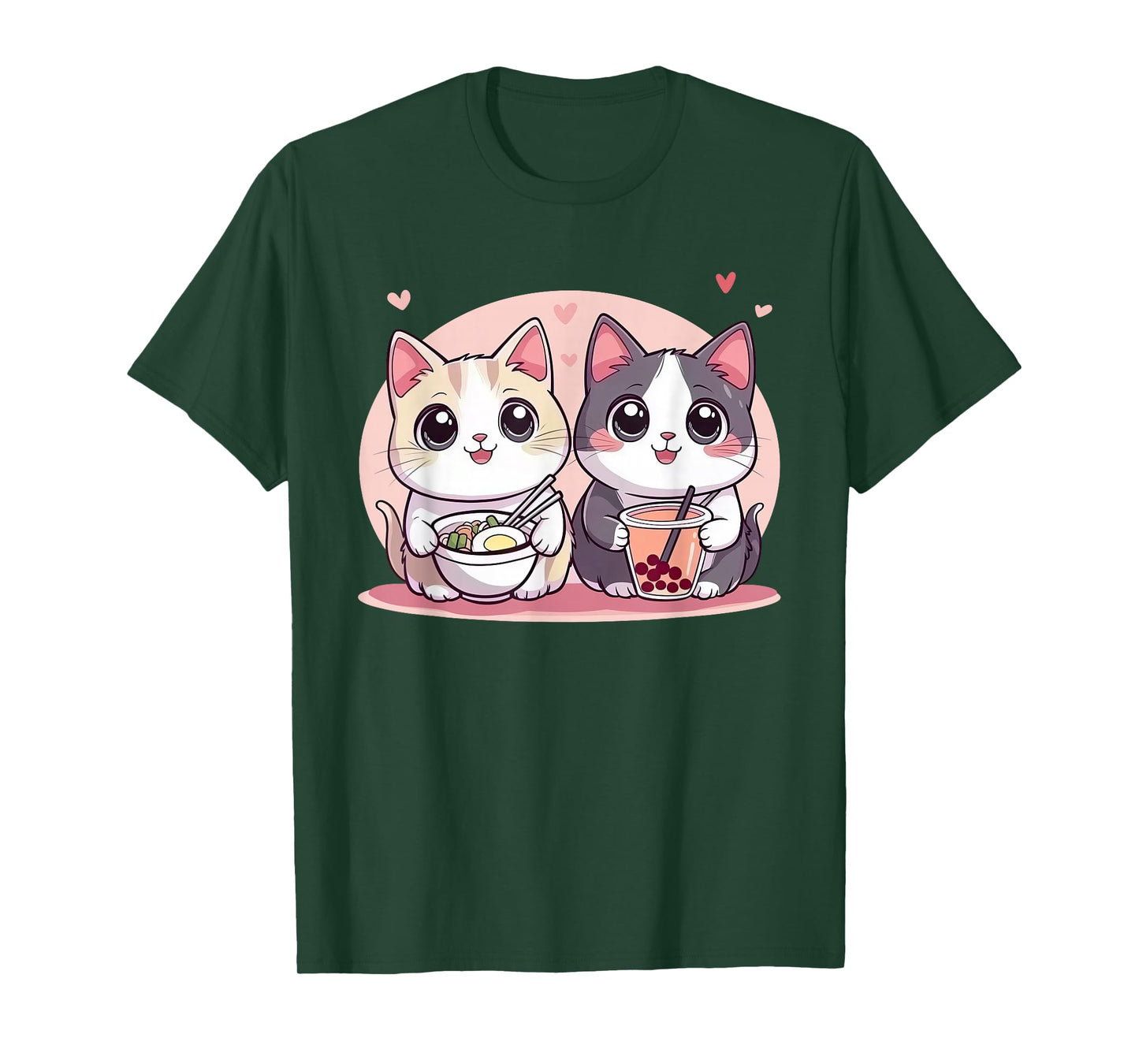 Cool Tees Funny Boba Ramen Cats Kawaii Anime Japan Cute Neko Cat T-Shirt