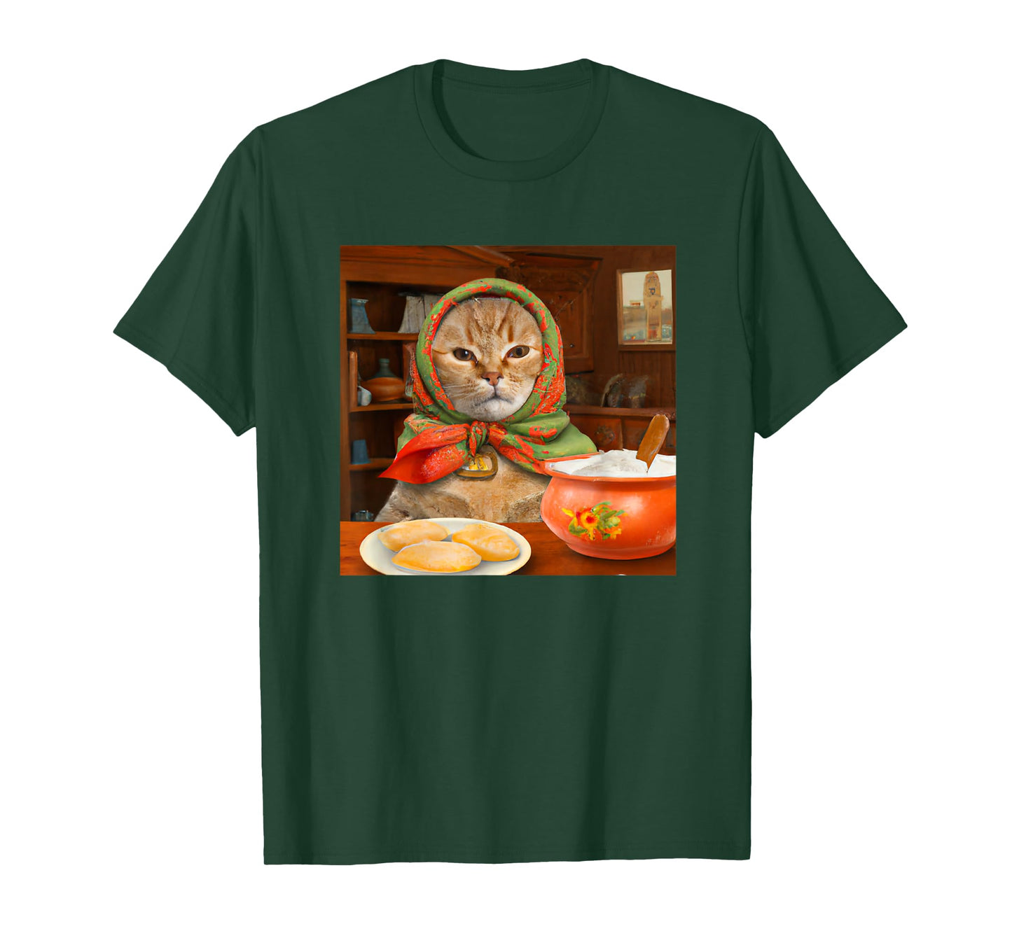 Babushka Tabby Cat Polish Cat Design T-Shirt