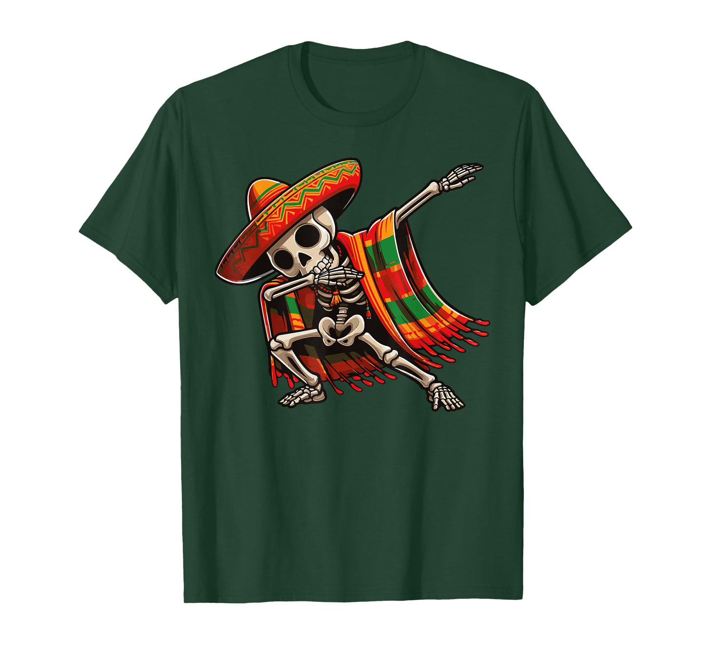 Dab Mexican Skeleton Poncho Sombrero Cinco de Mayo Skeleton T-Shirt