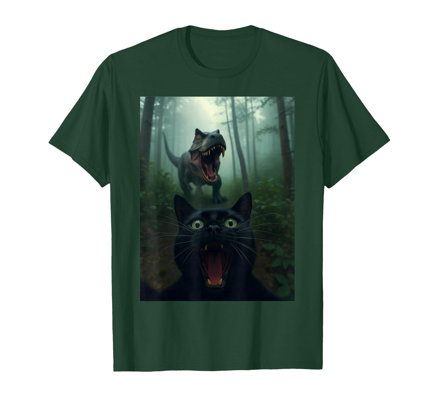 Funny Cat Selfie with T-Rex Dinosaur Gifts for Men Women Kid T-Shirt