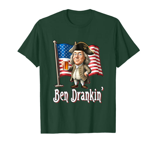 Ben Drankin' - Benjamin Franklin Drinking A Beer T-Shirt